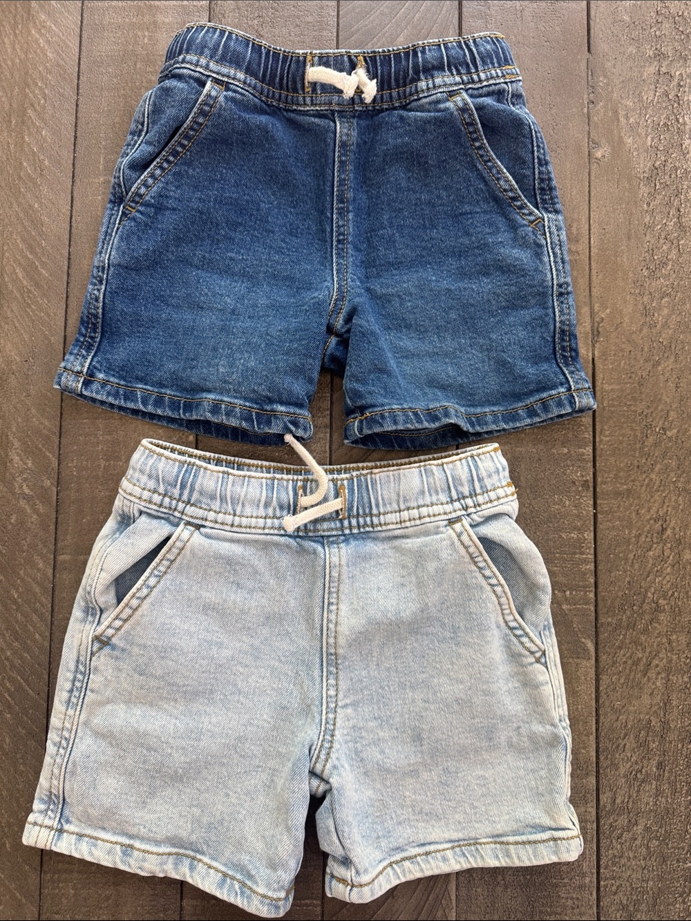 Cat & Jack Kids Denim Pull-On Shorts - Light Blue & Dark Blue - Picture 4 of 5